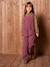 Wide-Leg Fleece-Effect Corduroy Dungarees for Girls fir green+mauve 