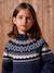 Knitted Jacquard Dress for Girls ecru+navy blue 