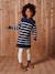 Knitted Striped Dress for Girls ecru+navy blue 