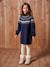 Knitted Jacquard Dress for Girls ecru+navy blue 