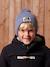 Boys' beanie + snood + mittens/gloves 'Outdoor' set grey blue+khaki 