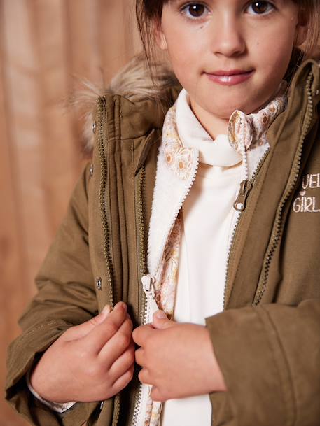 3-in-1 Parka with Hood for Girls black+GREEN DARK SOLID+grey green+khaki+PURPLE MEDIUM SOLID+sage 