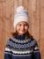 Striped Set: Beanie + Snood + Mittens/Gloves for Girls vanilla 