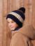 Tricolour Set for Boys: Beanie + Snood + Mittens/Gloves night blue 
