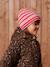 Girl's striped set: beanie + snood + mittens/gloves blush 