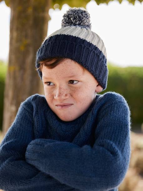 Colourblock Beanie + Snood + Gloves Set for Boys night blue 