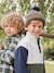 Striped Set for Boys: Beanie + Snood + Mittens/Gloves chambray blue+khaki 