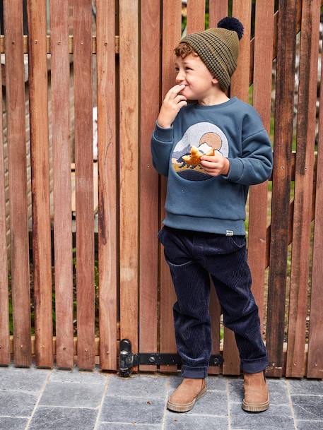 Corduroy Trousers, Easy to Slip On, for Boys beige+navy blue+slate blue 