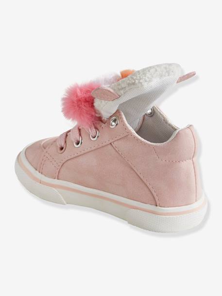 High Top Trainers for Baby Girls with 3 Pompons Light Pink 