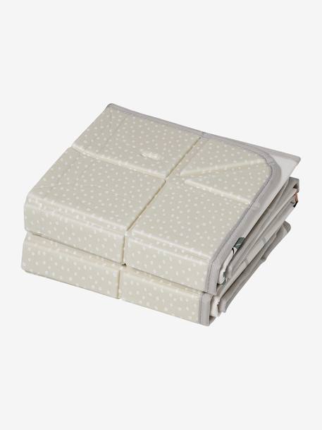 Reversible and foldable floor mattress with balls beige+green 