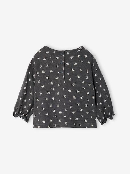 T-shirt in a blouse style with a floral print anthracite 