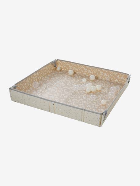 Reversible and foldable floor mattress with balls beige+green 
