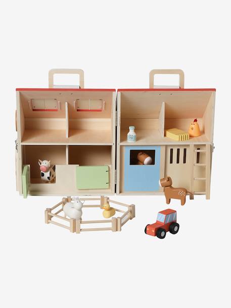 Wooden farm with FSC® wooden accessories red 