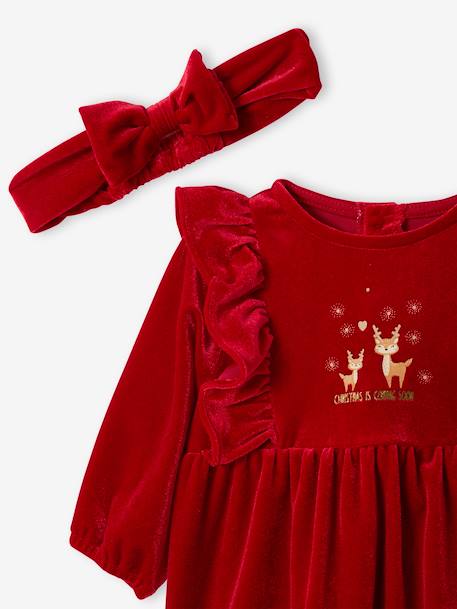 3-Piece Christmas Set for Newborns: Dress + Headband + Tights red 