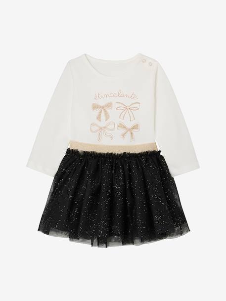 T-Shirt & Glittery Skirt Set for Baby Girls black 