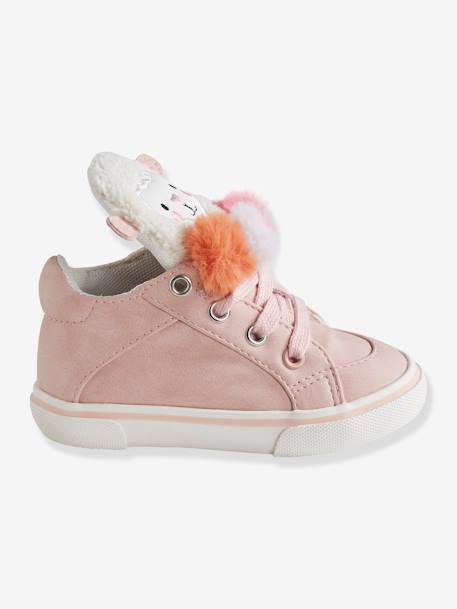 High Top Trainers for Baby Girls with 3 Pompons Light Pink 
