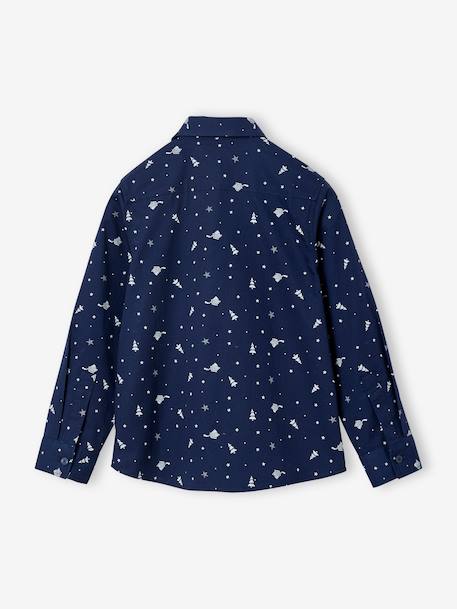 Boy's Christmas set: printed shirt + bow tie printed blue 