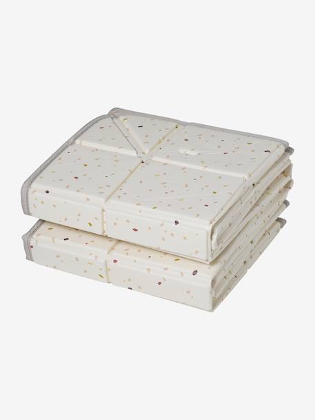 Reversible and foldable floor mattress with balls beige+green 