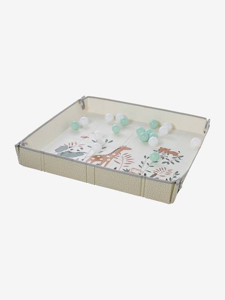 Reversible and foldable floor mattress with balls beige+green 