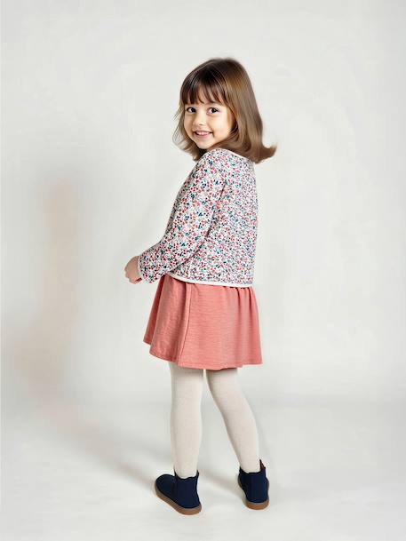 Dress & Quilted Jacket Set for Girls anthracite+dusky pink 