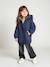 Hooded Parka with Faux Fur Lining for Girls black+camel+dark green+dusky pink+navy blue+plum 