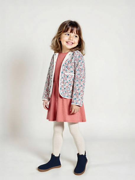 Dress & Quilted Jacket Set for Girls anthracite+dusky pink 