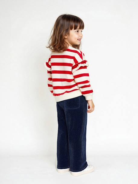 Wide Corduroy Paperbag Trousers for Girls fir green+mauve+navy blue+olive 