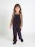 Set of t-shirt and cord dungarees girl anthracite 