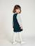 Velvet pinafore dress and cotton muslin blouse set for girls petrol blue 