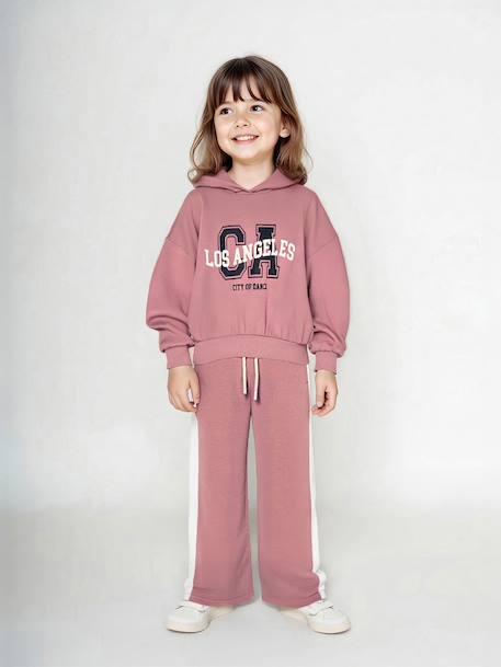 Hooded Sweatshirt + Wide-Leg Joggers Sportswear Set old rose 