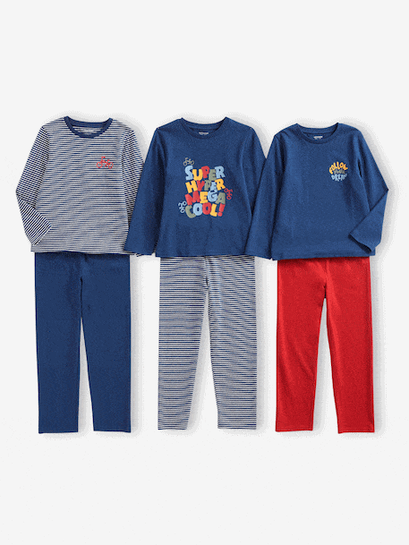 Pack of 3 Bike Pyjamas for Boys ocean blue 