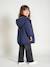 Hooded Parka with Faux Fur Lining for Girls black+camel+dark green+dusky pink+navy blue+plum 