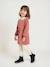 Fleece Dress with Macramé Collar for Girls dusky pink+slate grey 