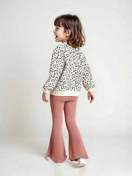 Printed Sweatshirt & Flared Leggings Set for Girls dusky pink 