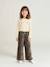 Wide-leg paperbag leopard print trousers for girls beige+chocolate+multicoloured+vanilla 