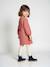 Fleece Dress with Macramé Collar for Girls dusky pink+slate grey 