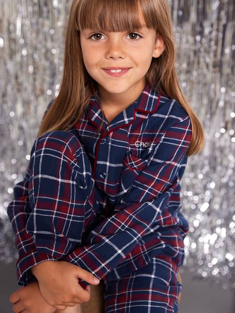 Flannel Pyjamas for Children, Christmas Family Capsule Collection, ENVIE DE FRAISE bordeaux red 