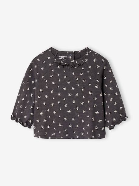 T-shirt in a blouse style with a floral print anthracite 