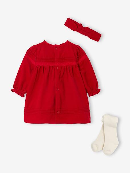 3-Piece Christmas Set for Newborns: Dress + Headband + Tights red 
