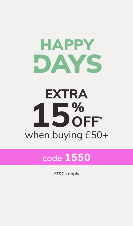 Happy Days: EXTRA 15% off* when buying £50+! Code: 1550 *T&Cs apply